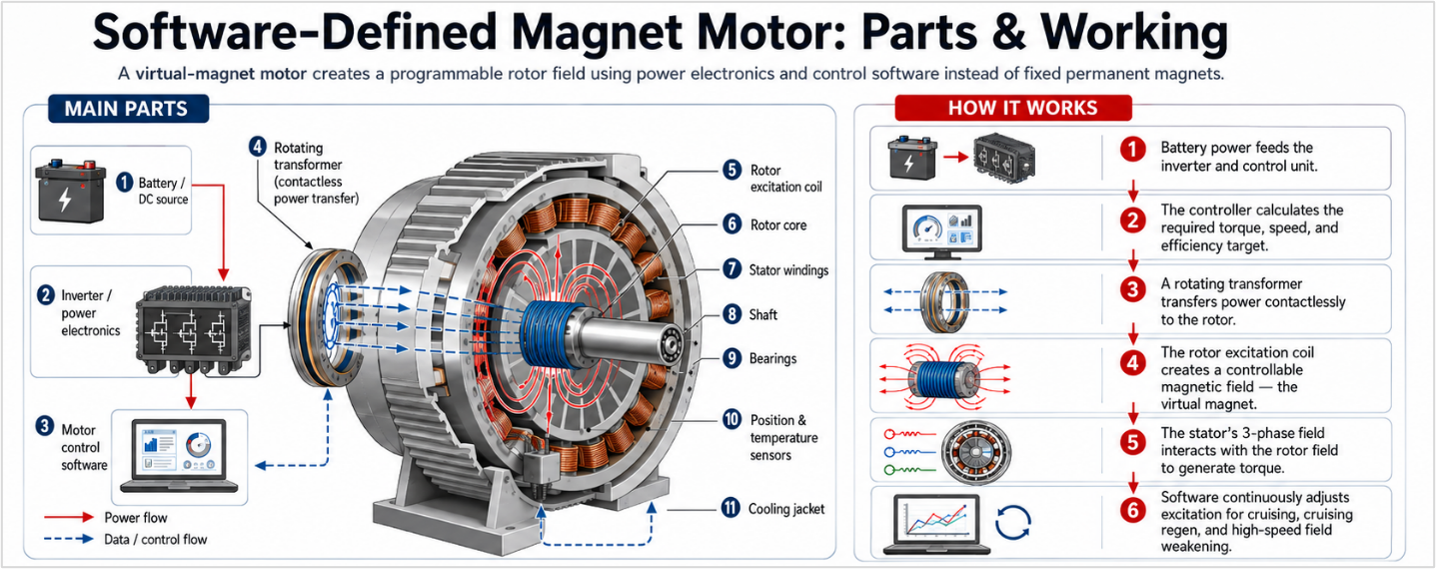 Software-Defined Magnet Motor - Parts and Working