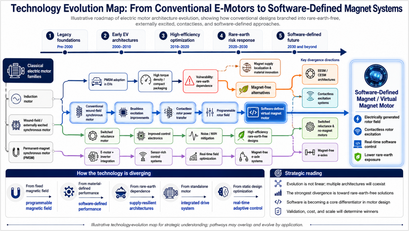 Technology Evolution Map-From Conventional E-Motors to Software-Defined Magnet Systems