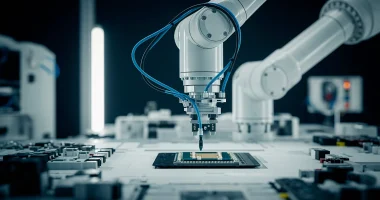 robotic-arm-placing-chip-circuit-board